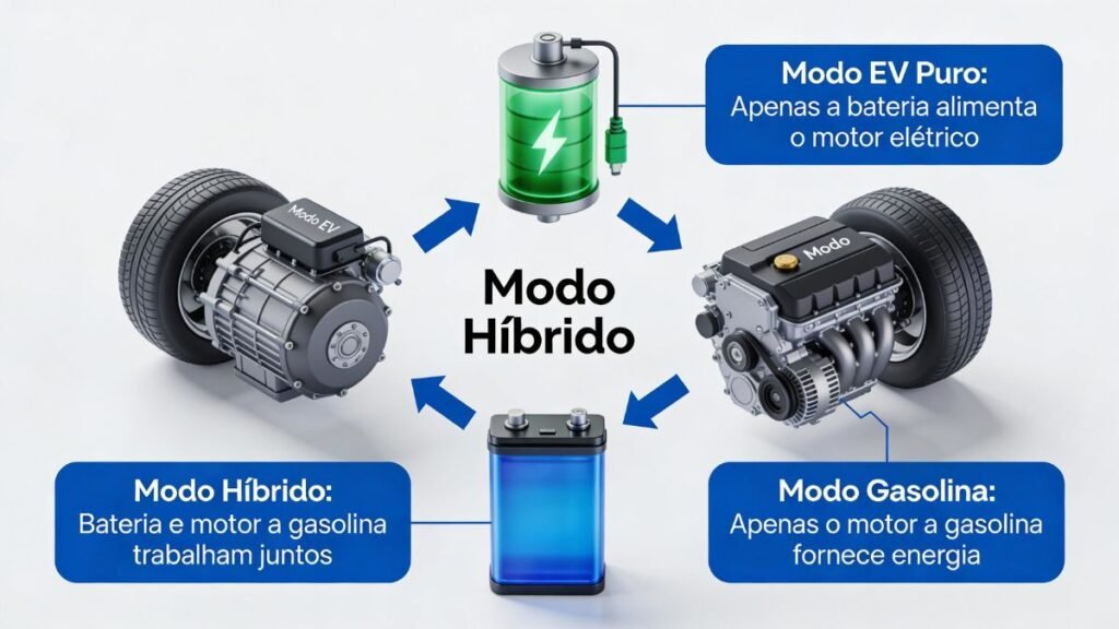 carro híbrido BYD modo hibrido